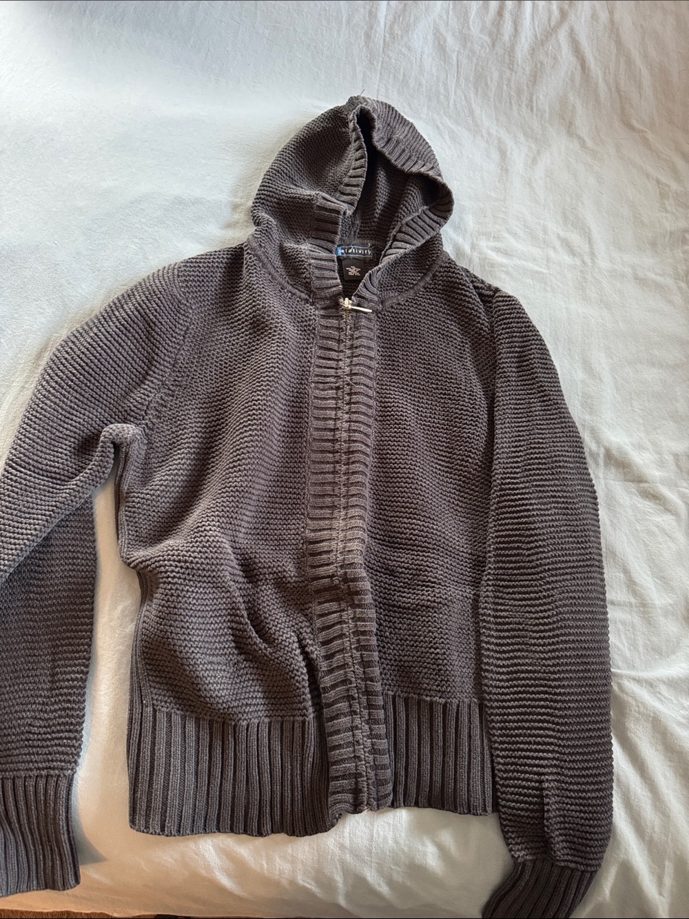 Relativity Women's Hooded Zip Cardigan in Charcoal Gray